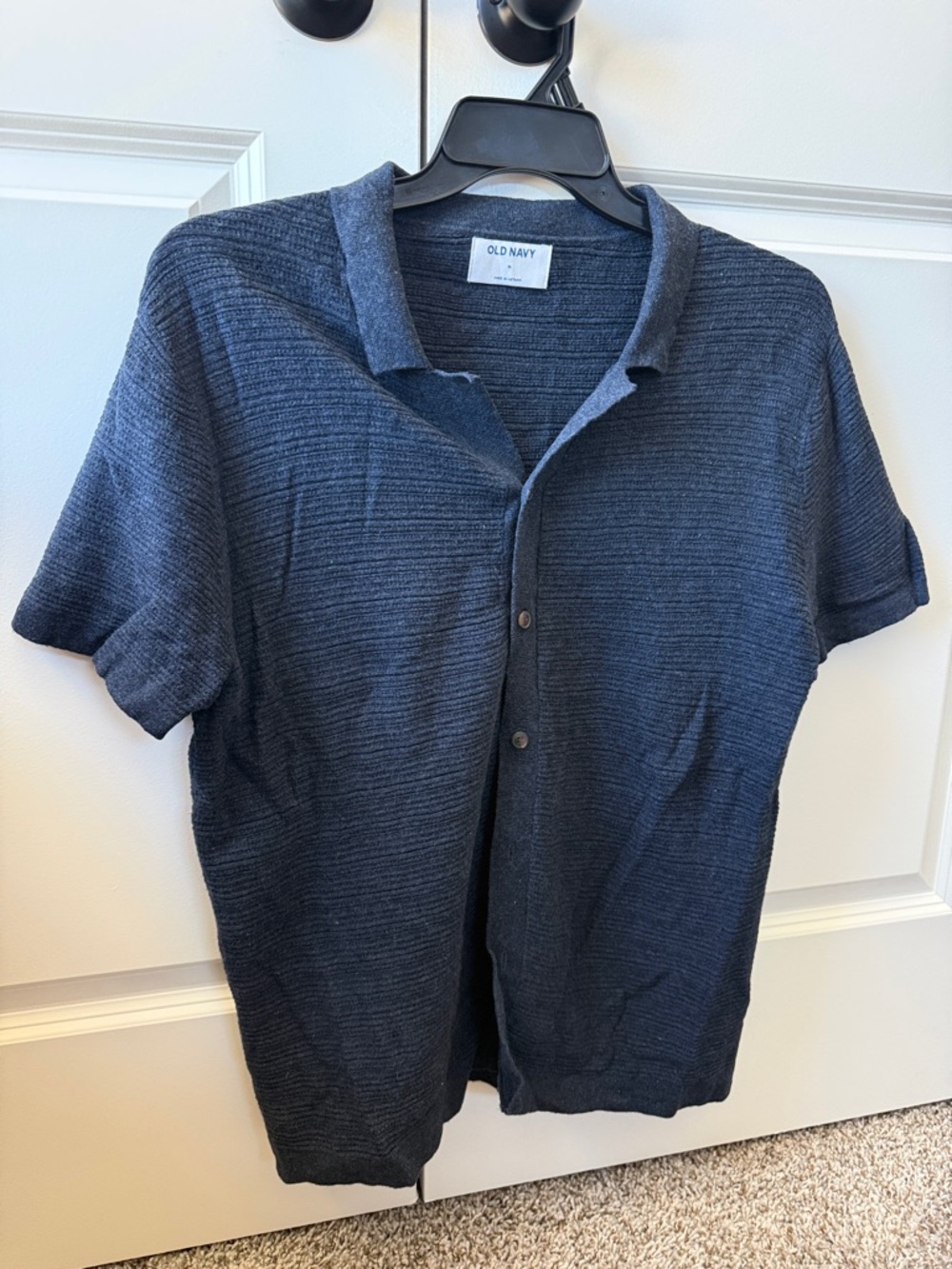 Old Navy Men's Textured Short Sleeve Polo - Navy Blue